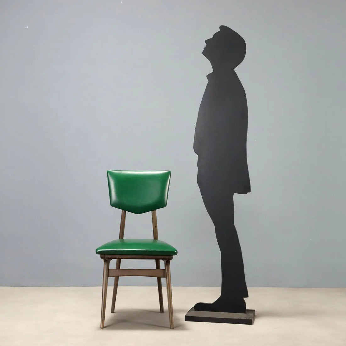 Vintage 1960s Chair in Beech and Green Skai