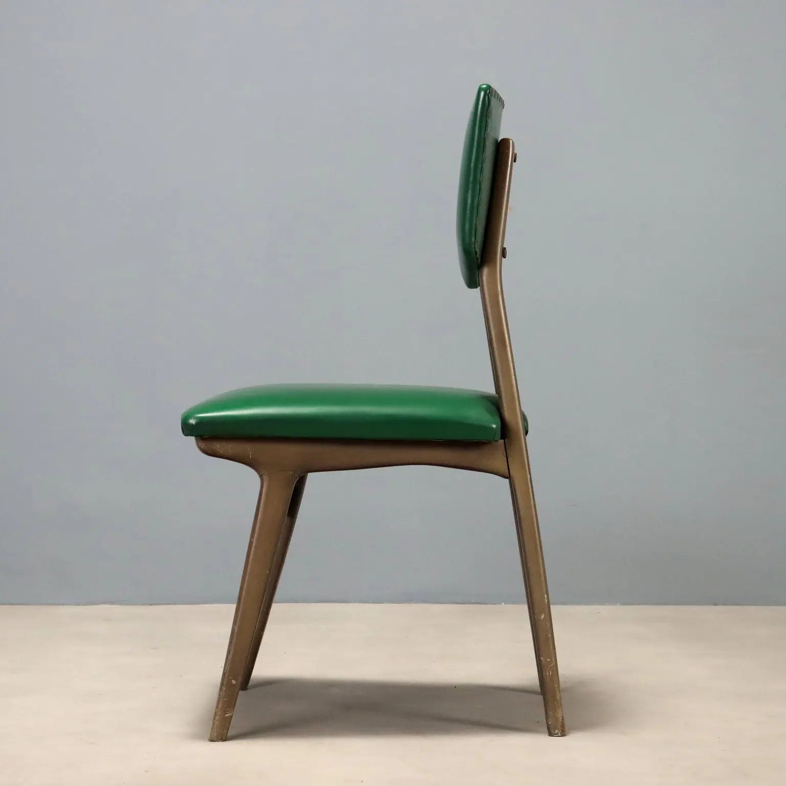 Vintage 1960s Chair in Beech and Green Skai