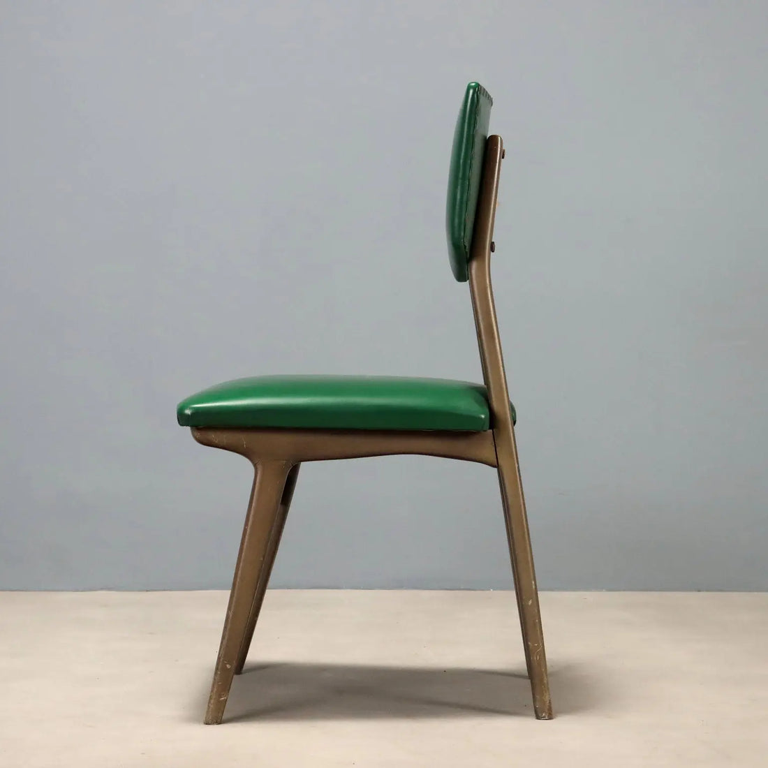 Vintage 1960s Chair in Beech and Green Skai