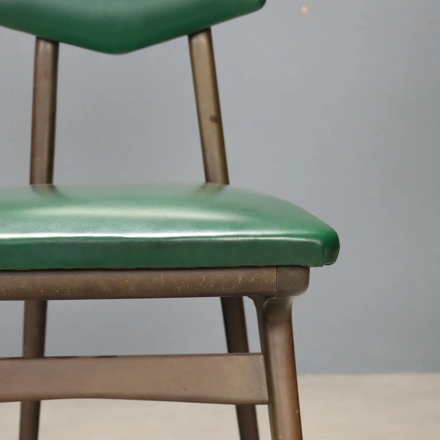 Vintage 1960s Chair in Beech and Green Skai