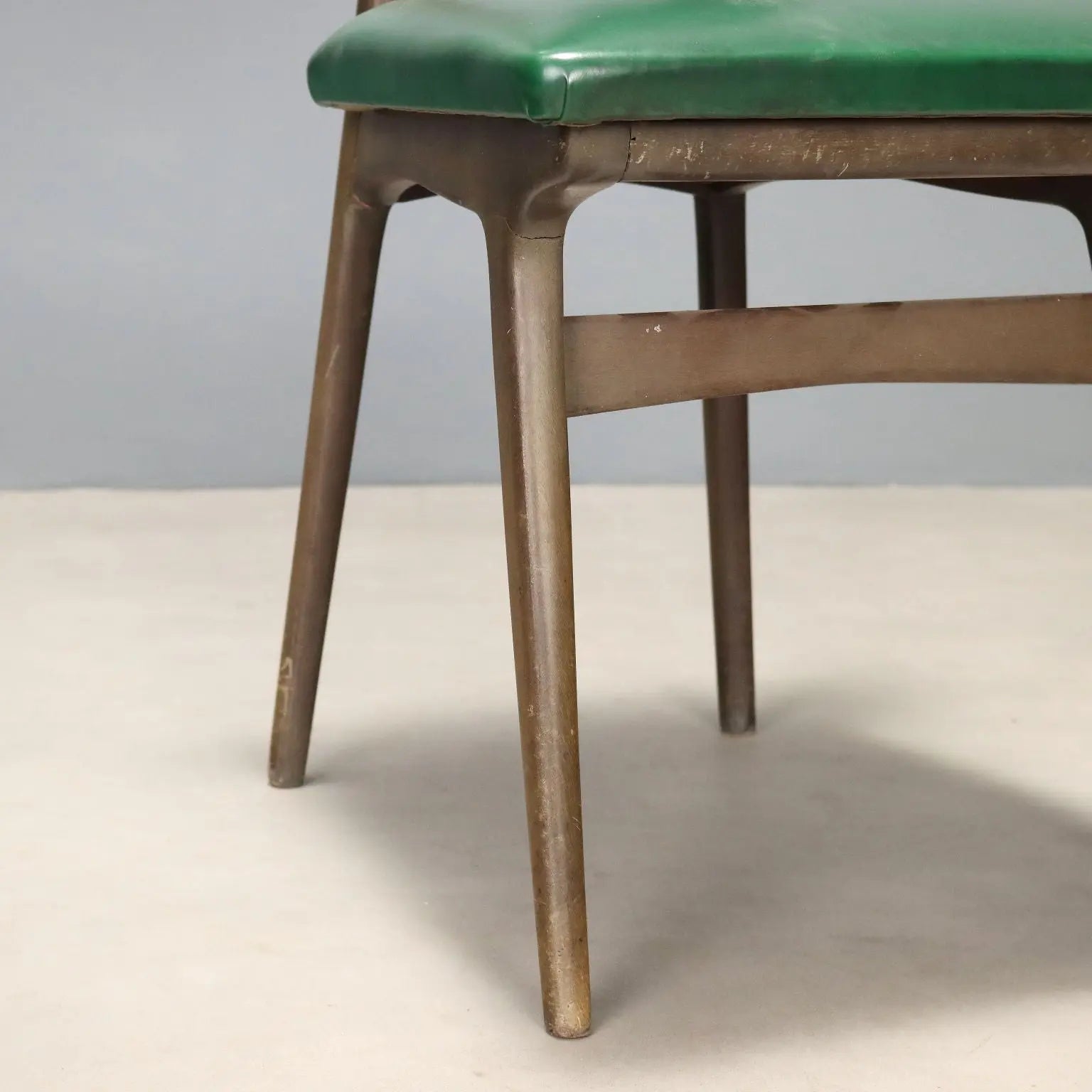 Vintage 1960s Chair in Beech and Green Skai