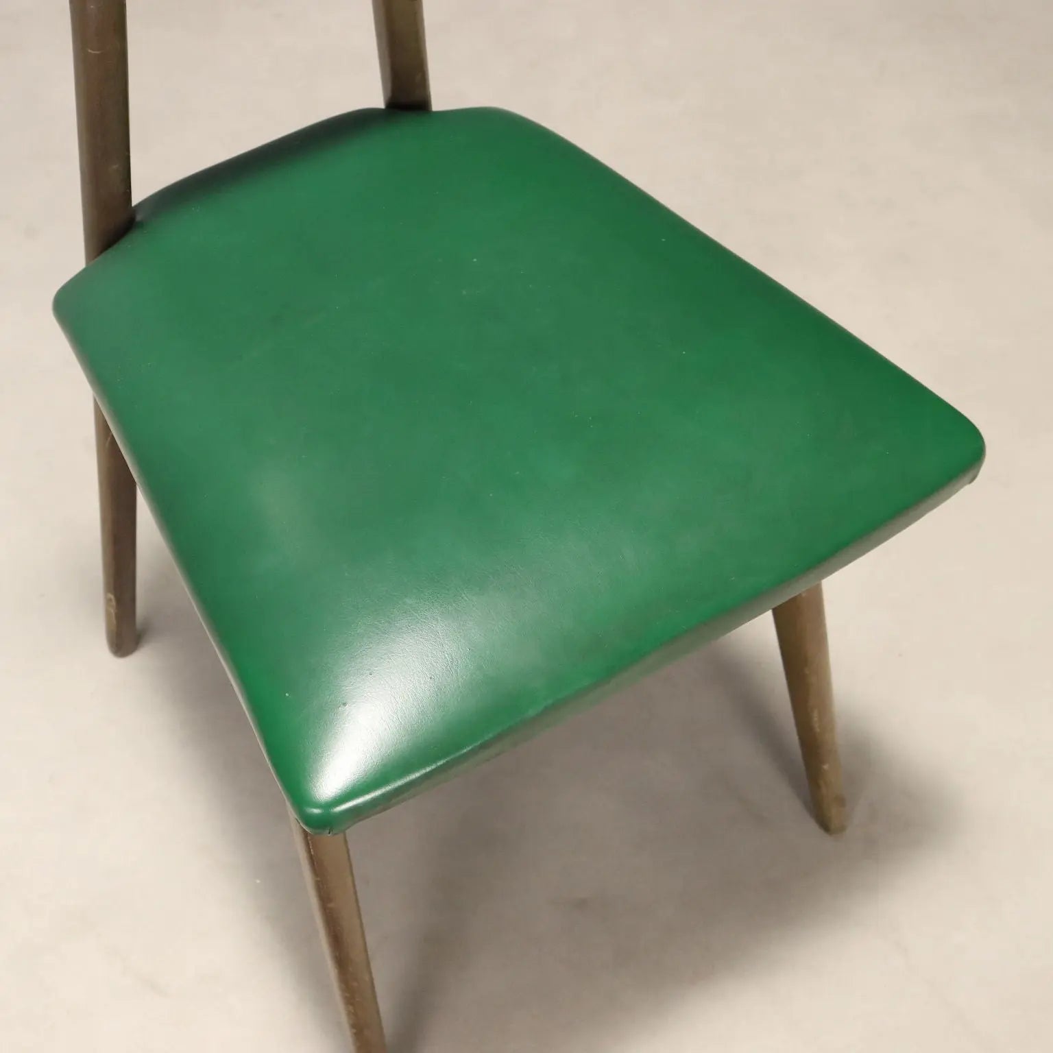 Vintage 1960s Chair in Beech and Green Skai