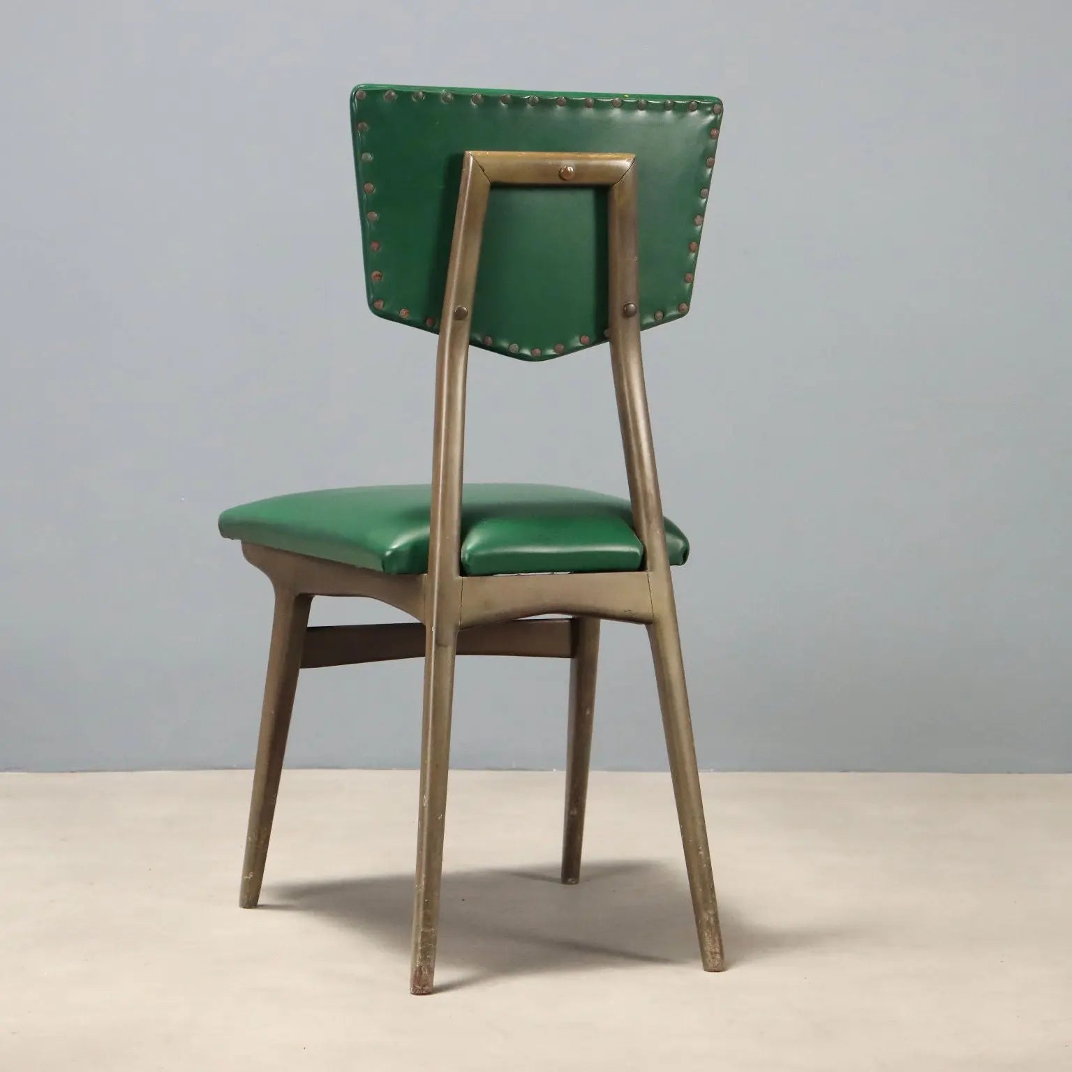 Vintage 1960s Chair in Beech and Green Skai