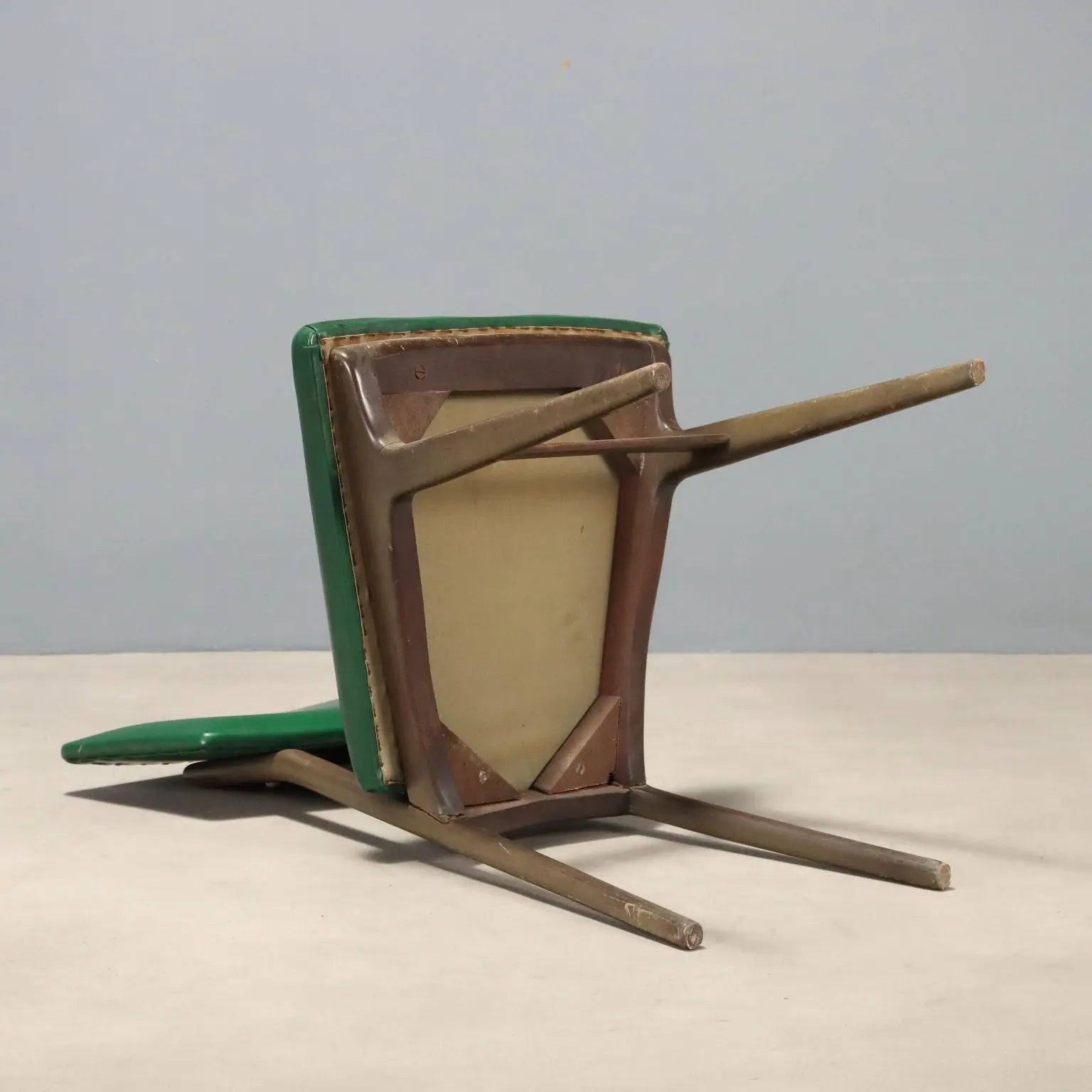 Vintage 1960s Chair in Beech and Green Skai