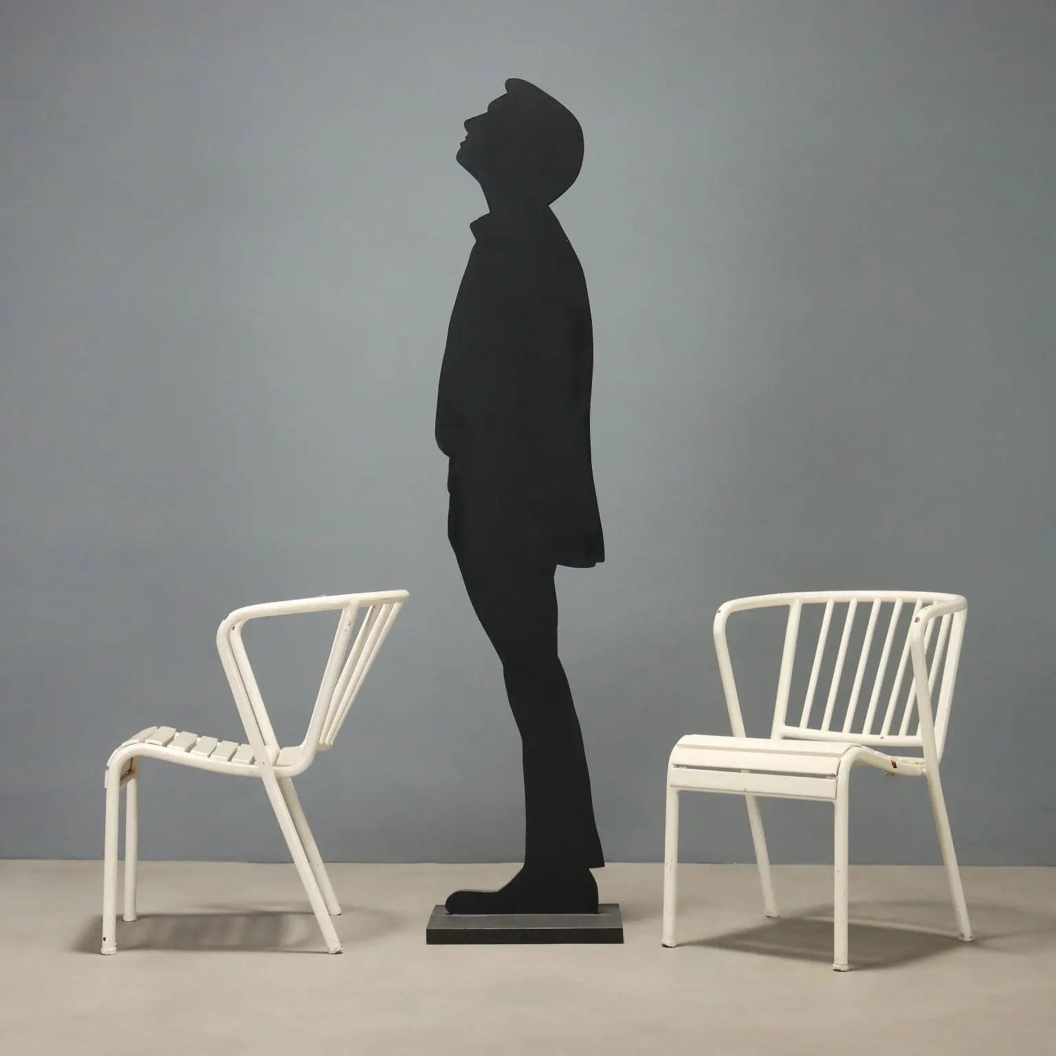 Vintage Chairs White Enamelled Metal Design Italy 1970s-1980s