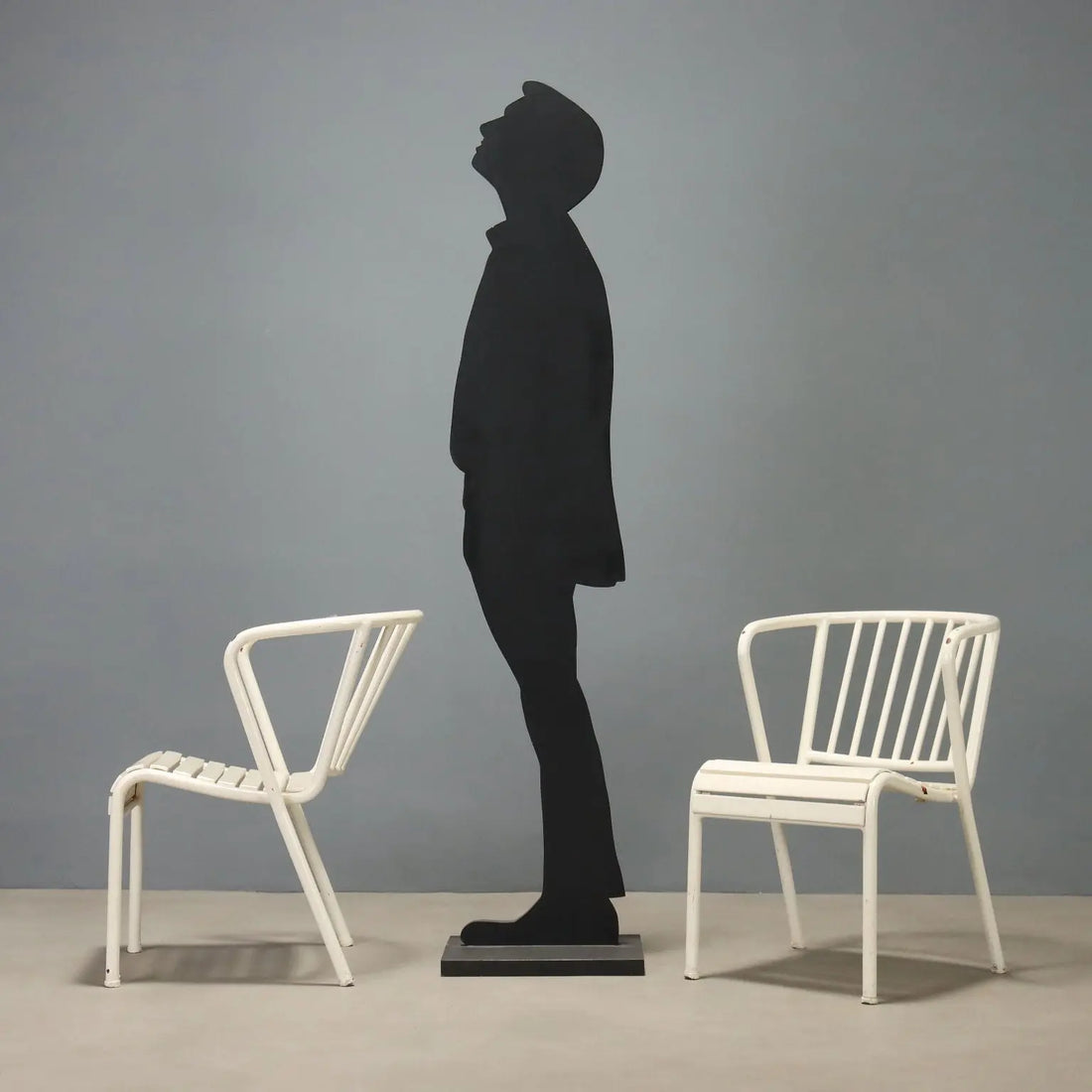 Vintage Chairs White Enamelled Metal Design Italy 1970s-1980s