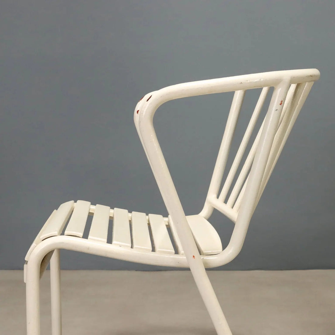 Vintage Chairs White Enamelled Metal Design Italy 1970s-1980s