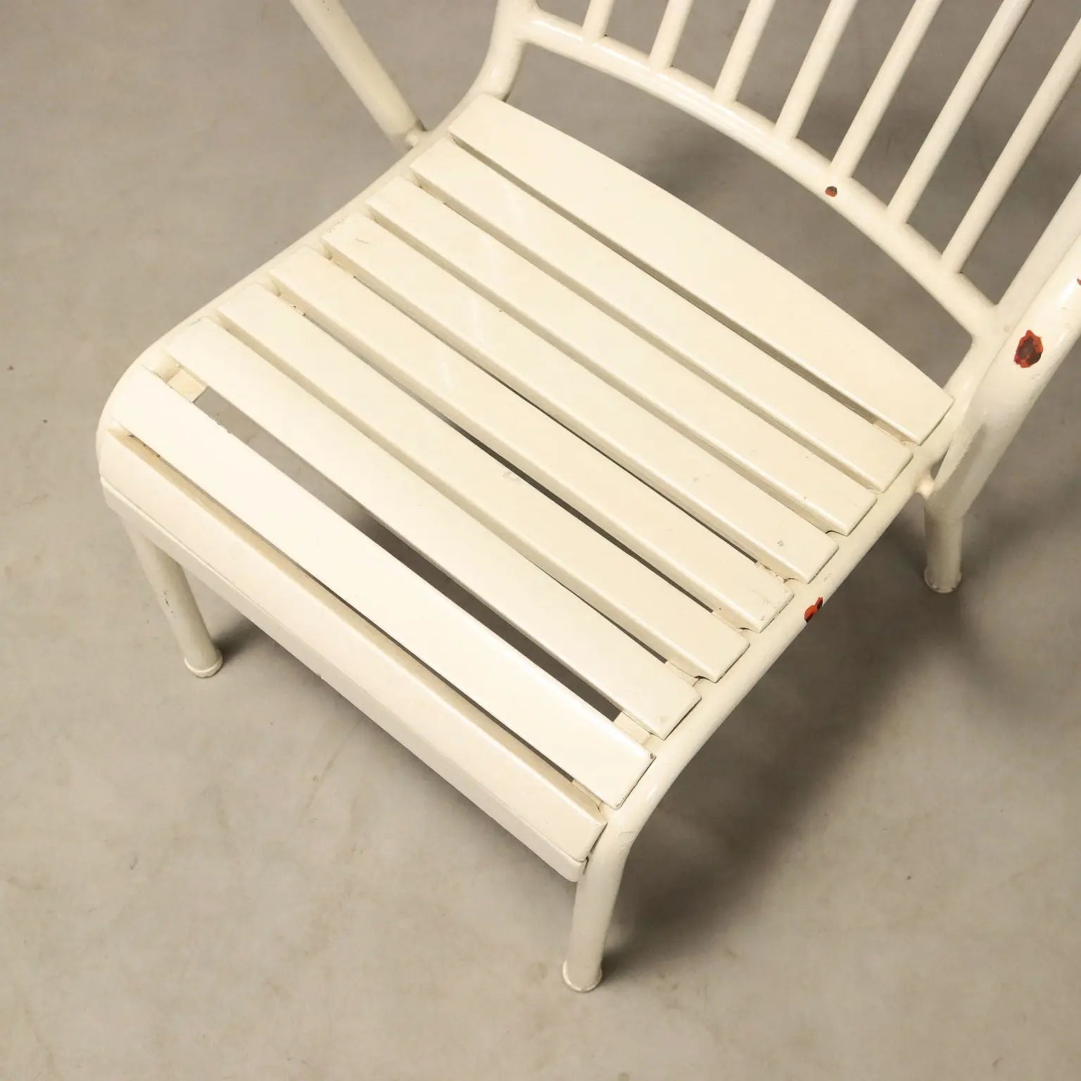 Vintage Chairs White Enamelled Metal Design Italy 1970s-1980s
