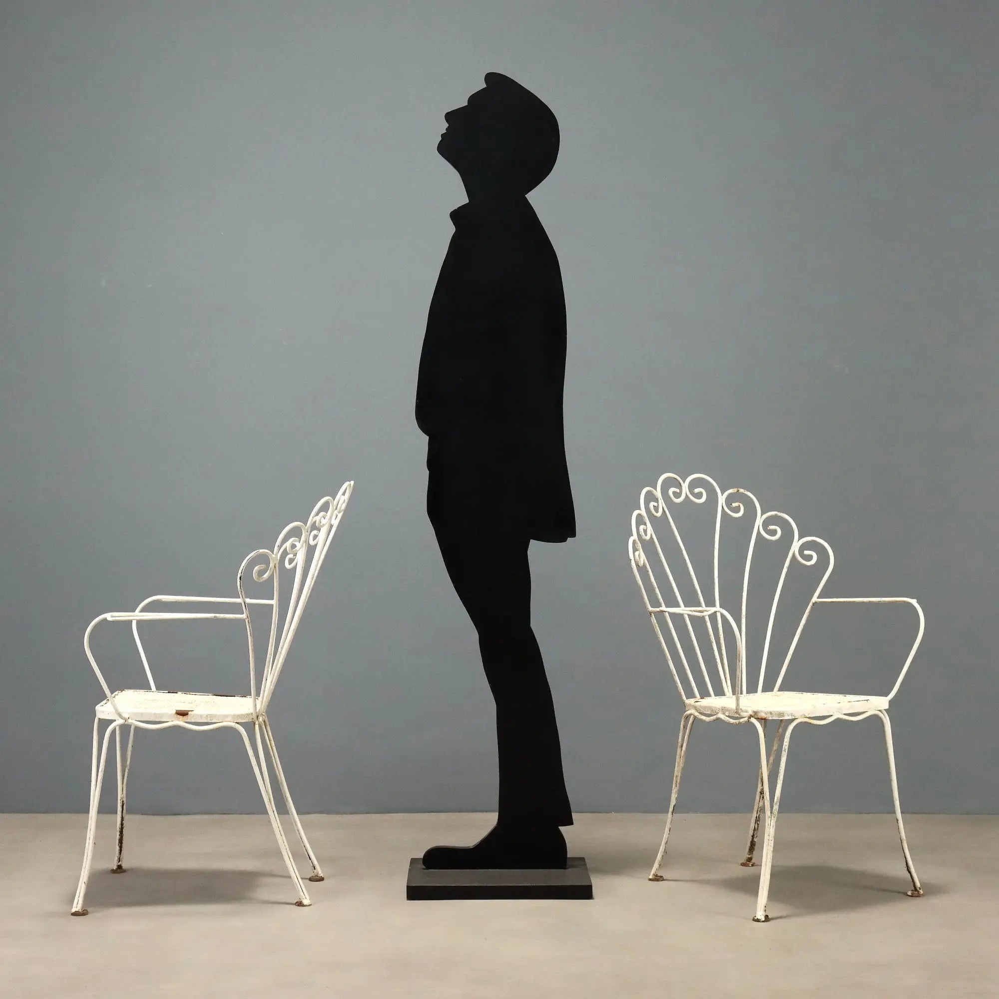Vintage Garden Chairs White Lacquered Iron Italy 1950s