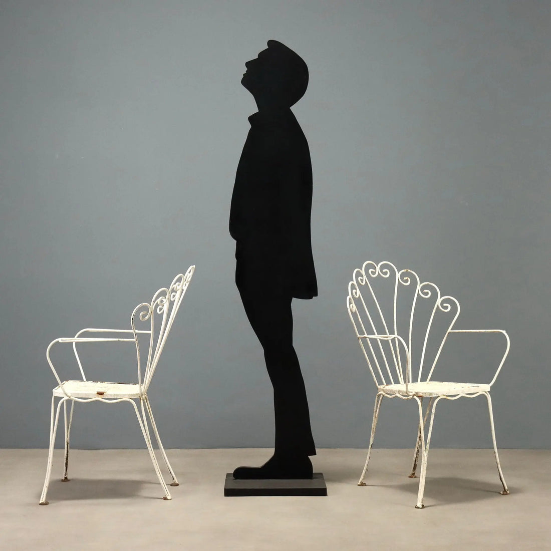 Vintage Garden Chairs White Lacquered Iron Italy 1950s