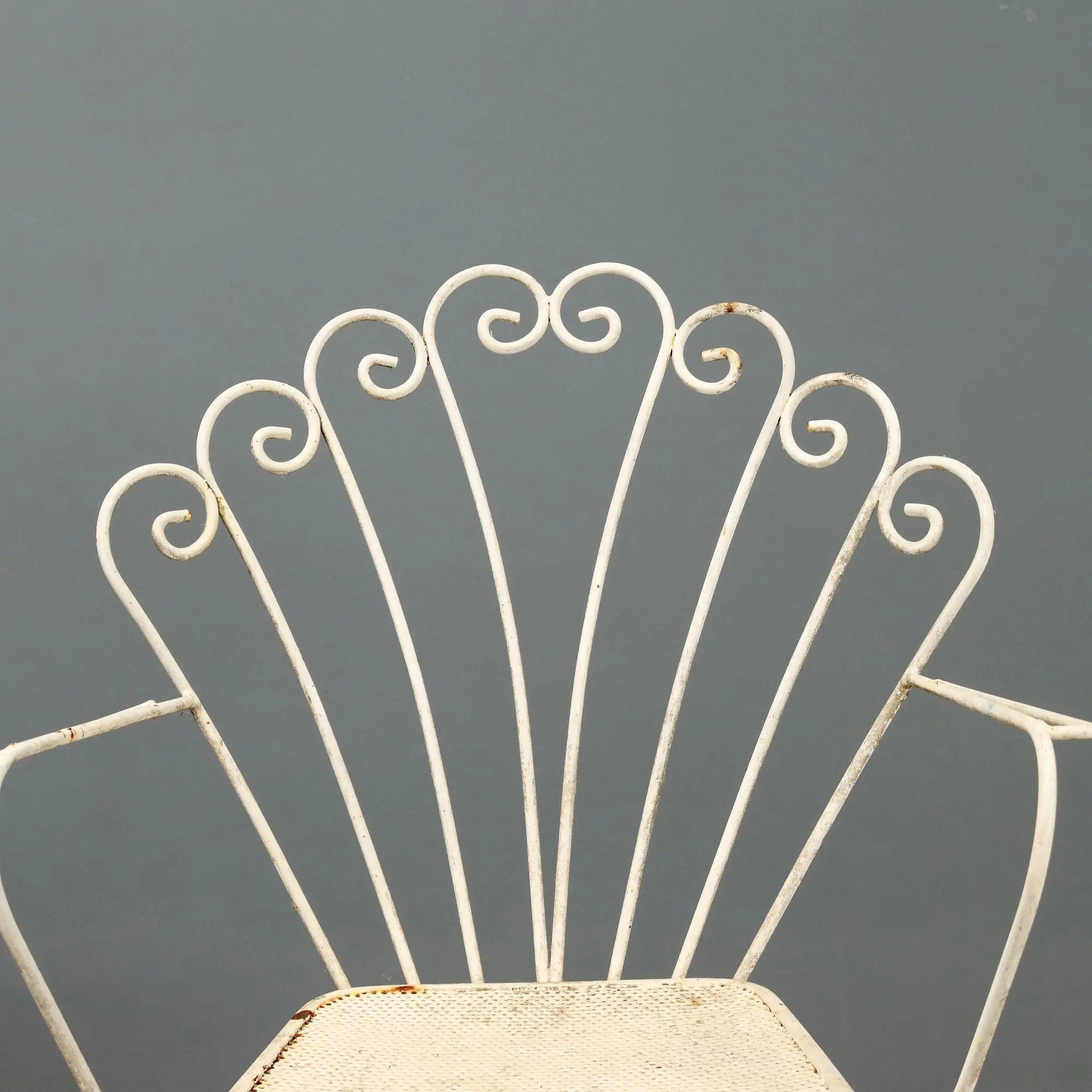 Vintage Garden Chairs White Lacquered Iron Italy 1950s