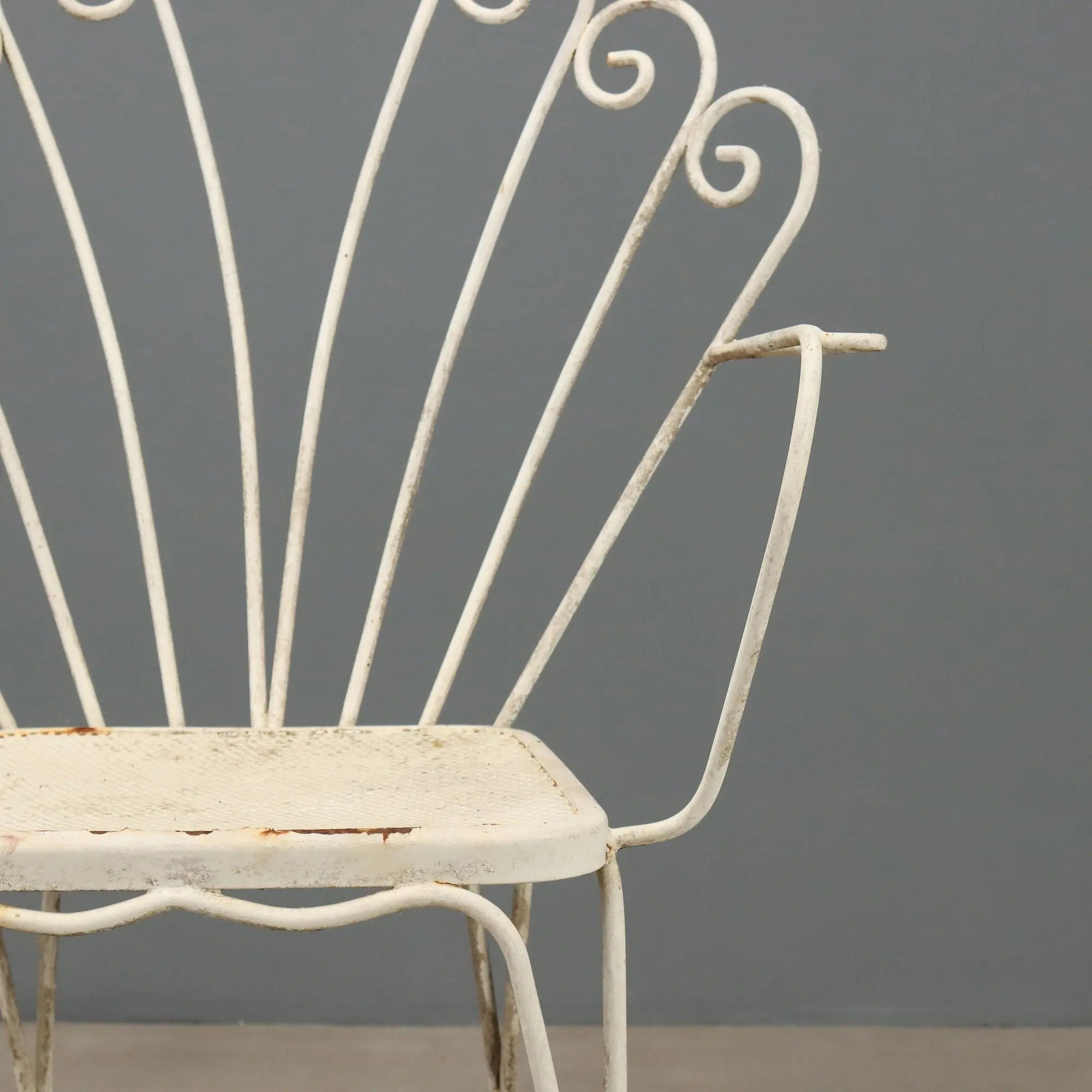 Vintage Garden Chairs White Lacquered Iron Italy 1950s