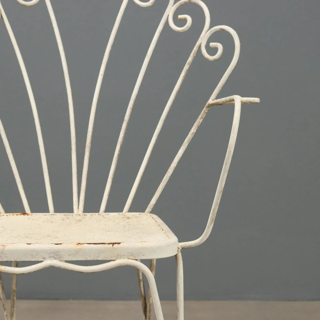 Vintage Garden Chairs White Lacquered Iron Italy 1950s