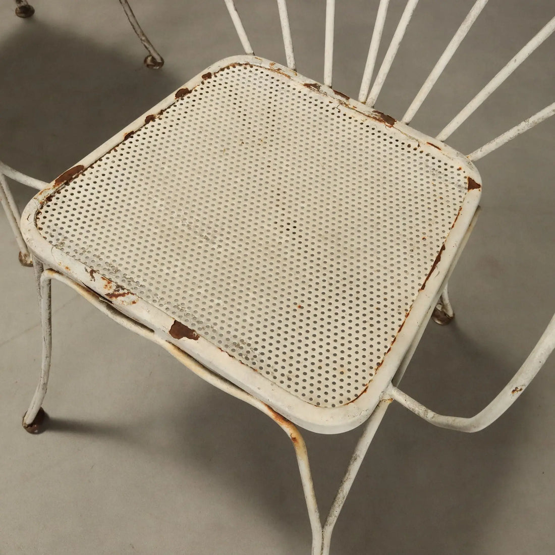 Vintage Garden Chairs White Lacquered Iron Italy 1950s