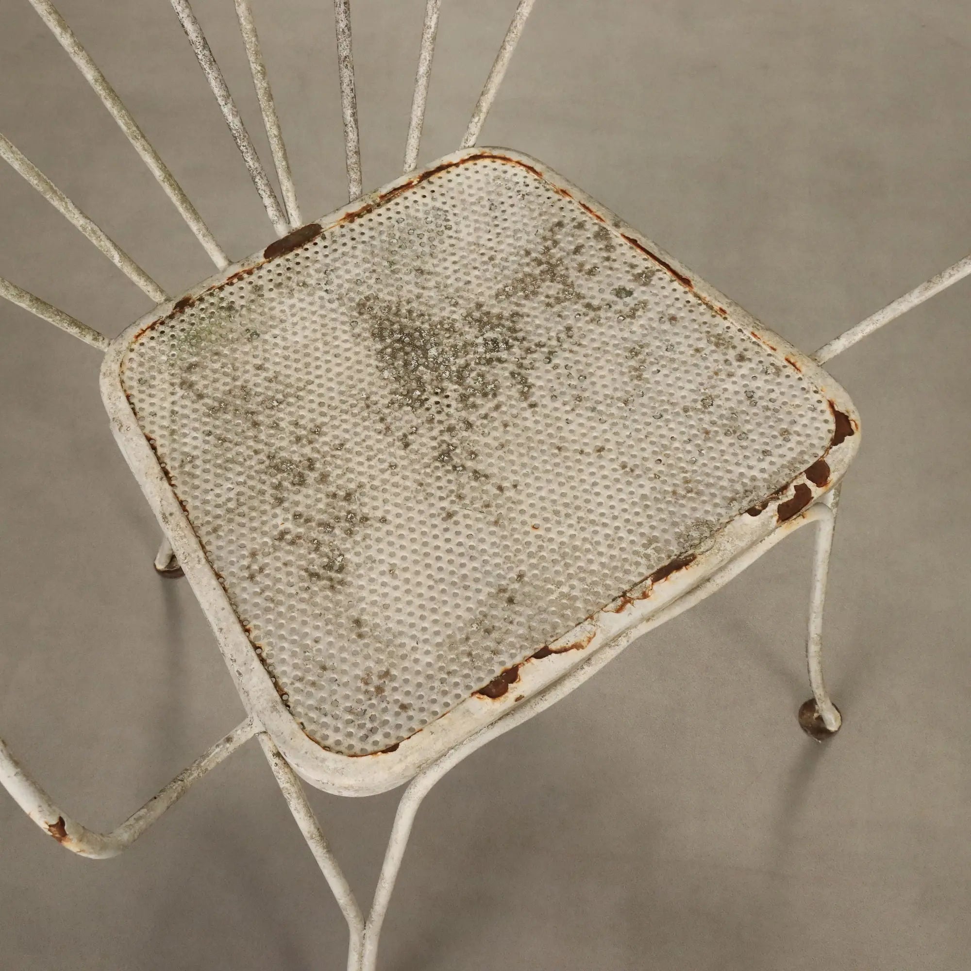 Vintage Garden Chairs White Lacquered Iron Italy 1950s