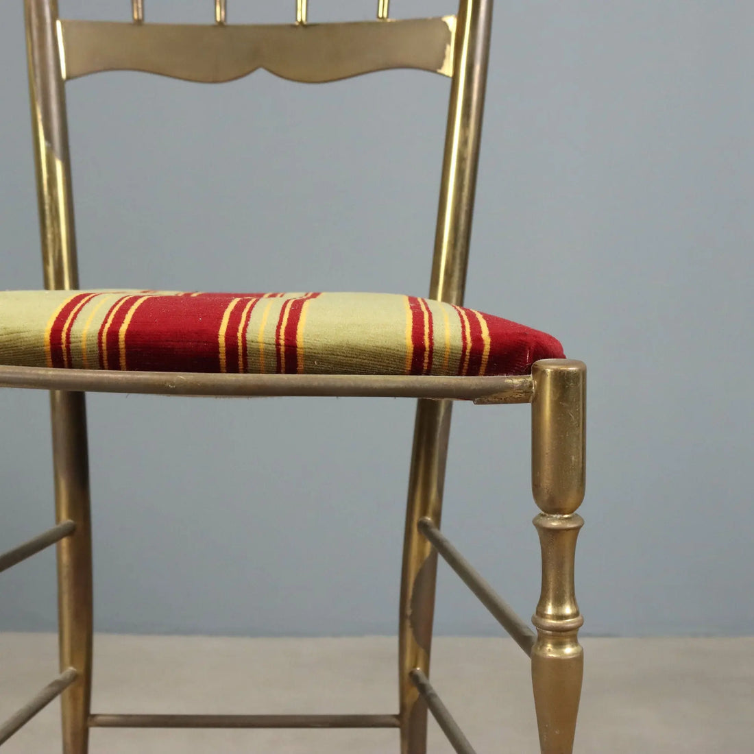 Vintage Chairs Brass Fabric Design Italy 1950s