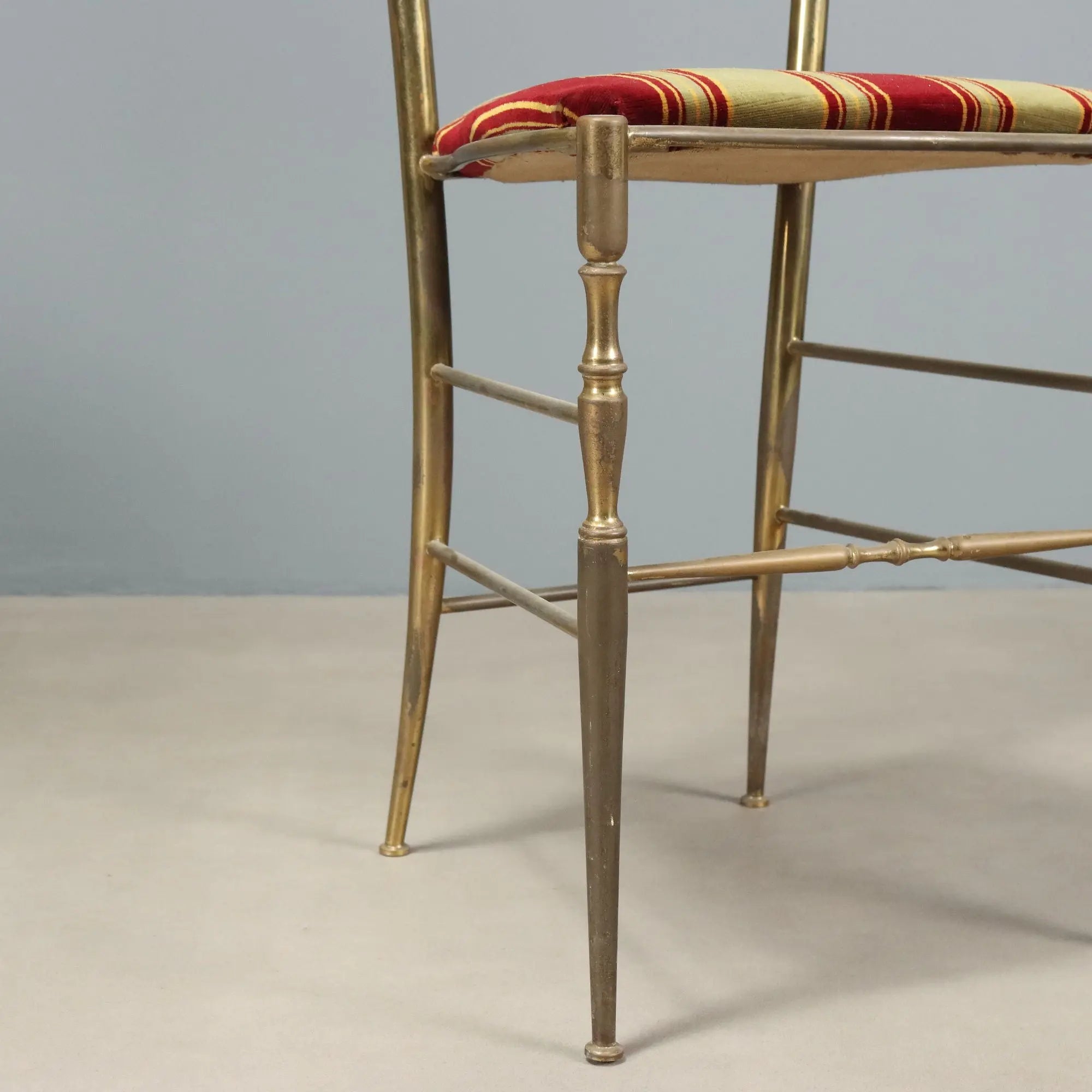 Vintage Chairs Brass Fabric Design Italy 1950s
