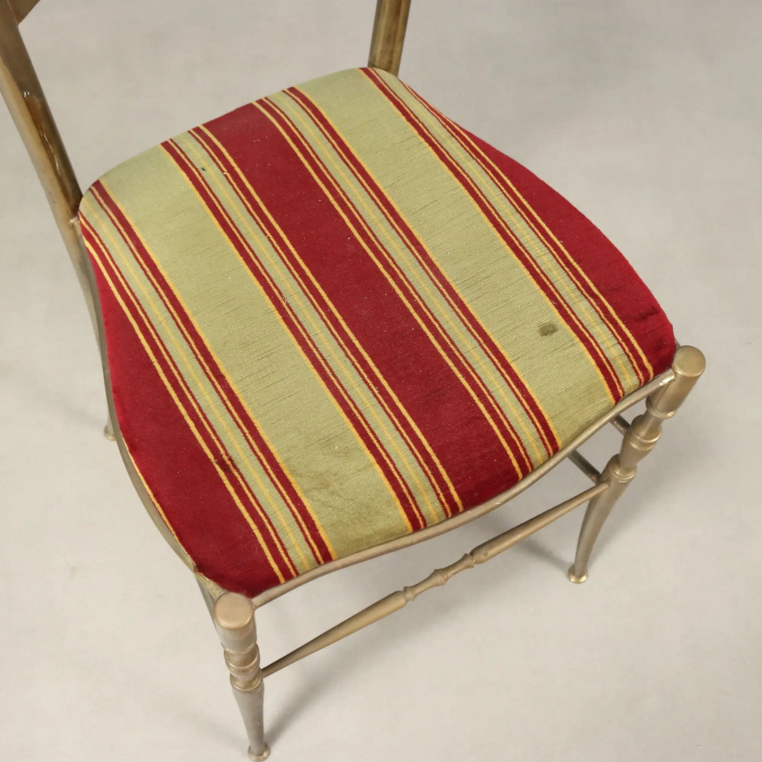 Vintage Chairs Brass Fabric Design Italy 1950s