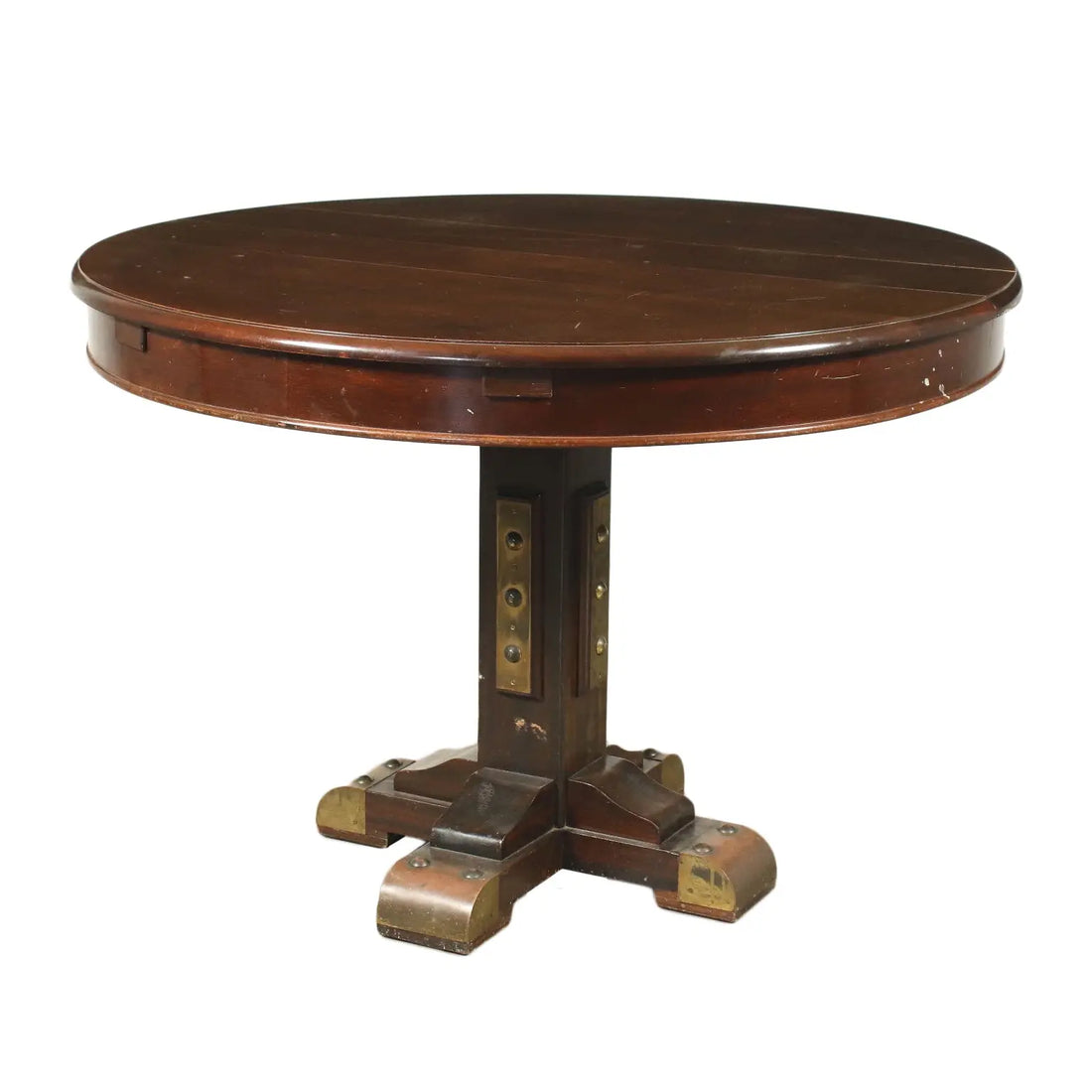 Nautical-Style Table in Mahogany and Brass