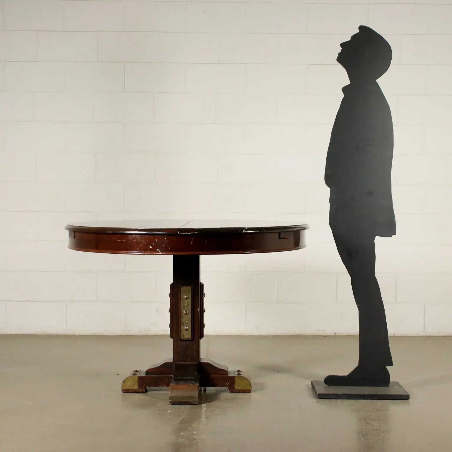 Nautical-Style Table in Mahogany and Brass