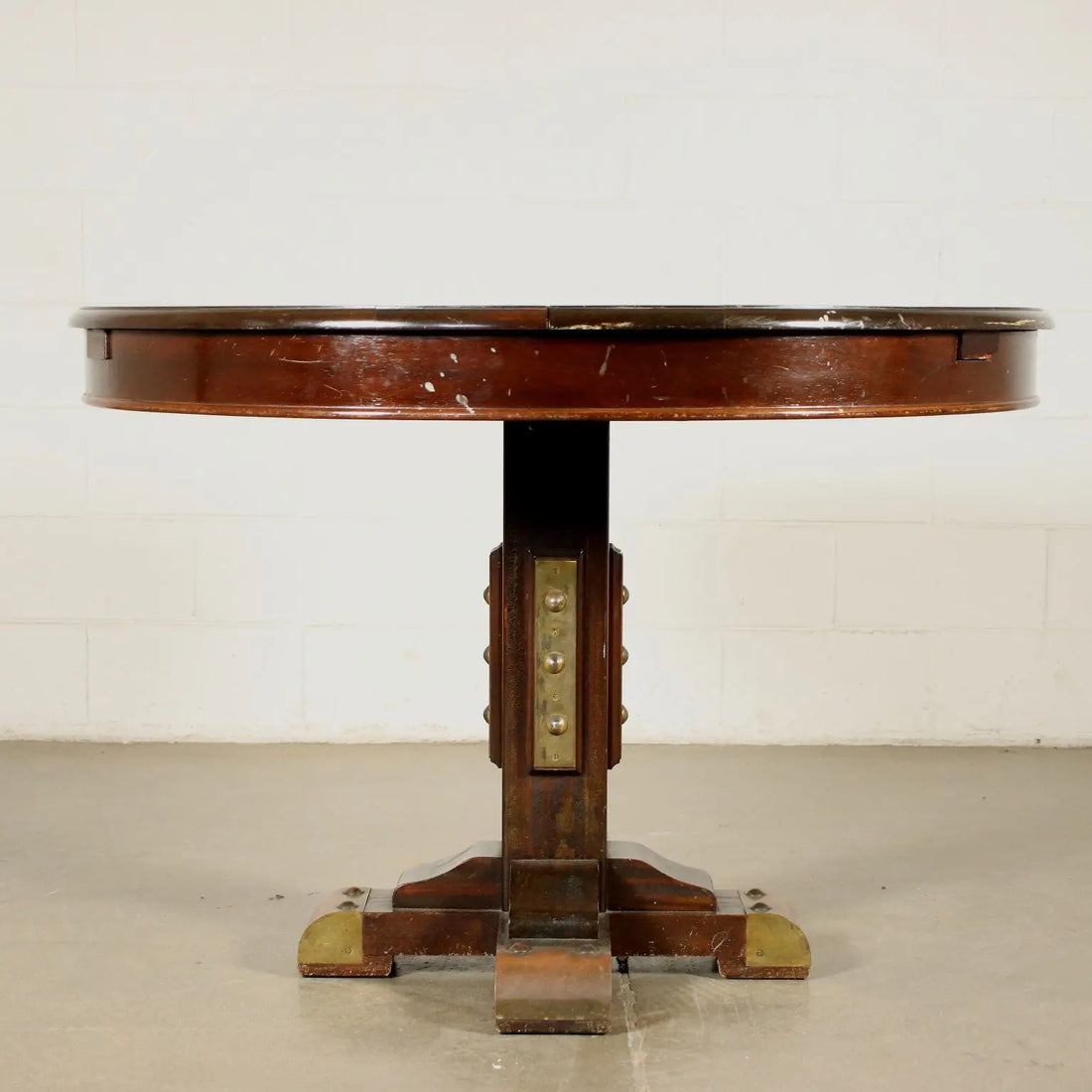 Nautical-Style Table in Mahogany and Brass