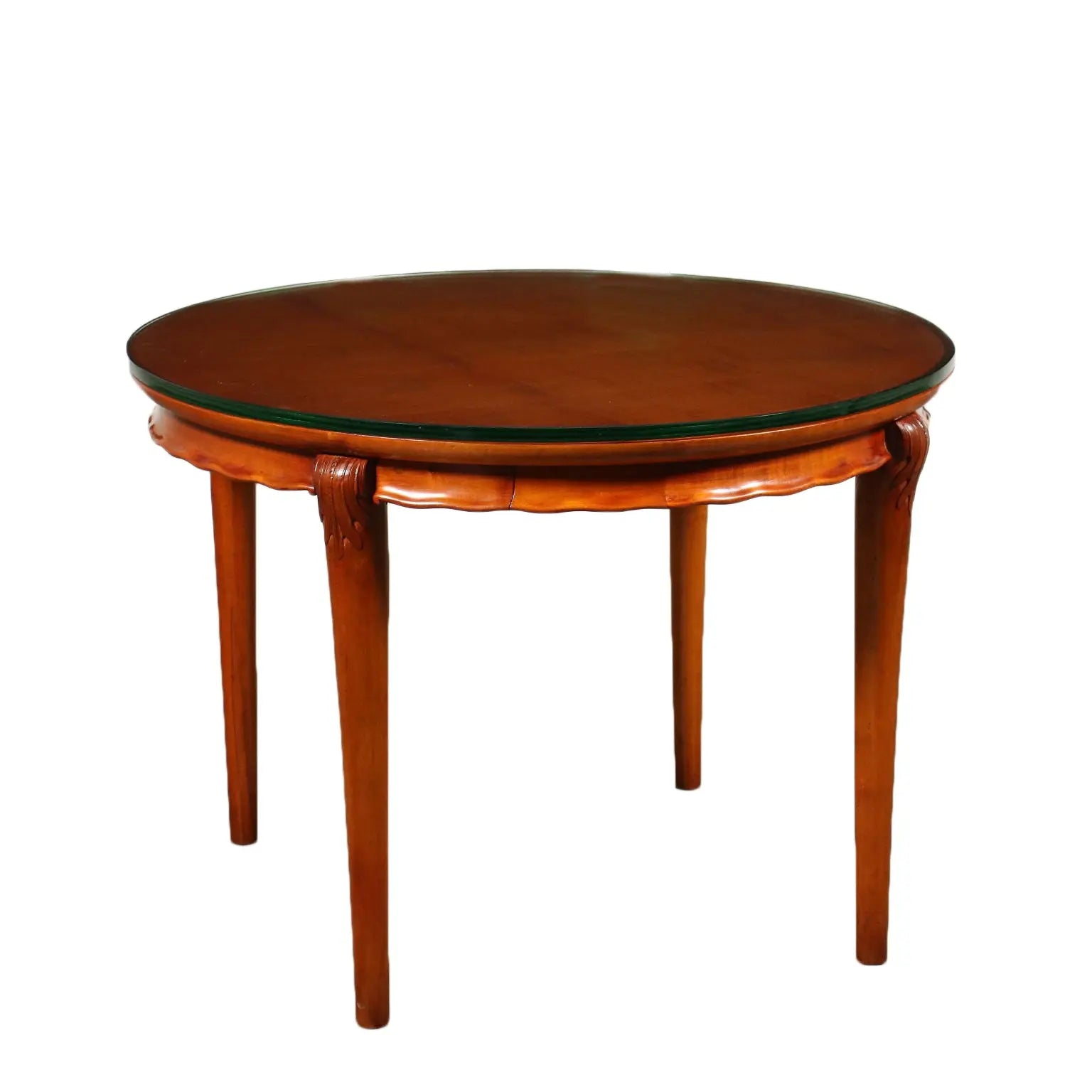 1950s Beech Table with Glass and Drawers