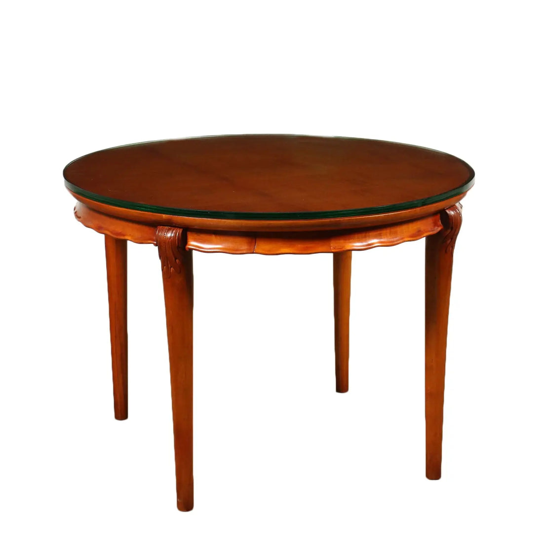 1950s Beech Table with Glass and Drawers