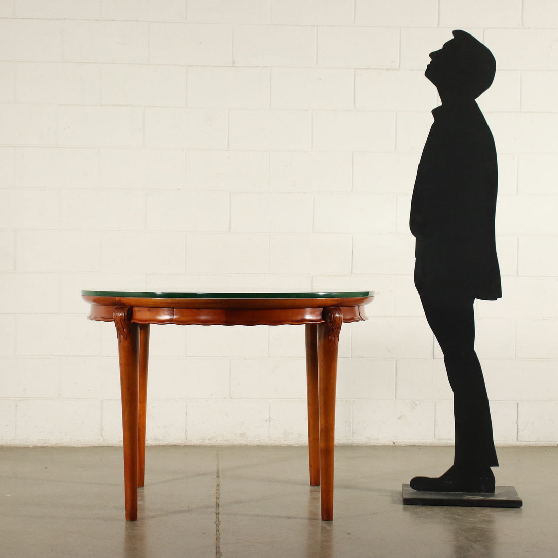 Table Solid Beech Mahogany Veneer Glass Italy 1950s | Modernism  Tables