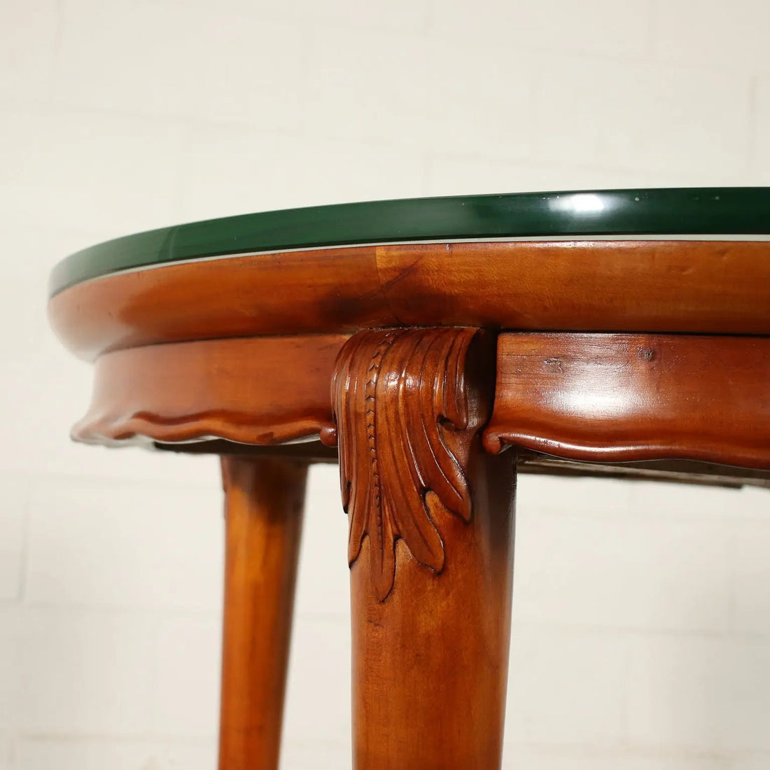 1950s Beech Table with Glass and Drawers