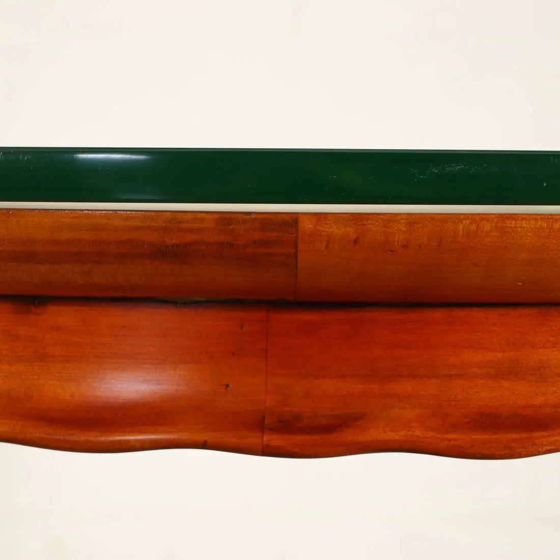1950s Beech Table with Glass and Drawers