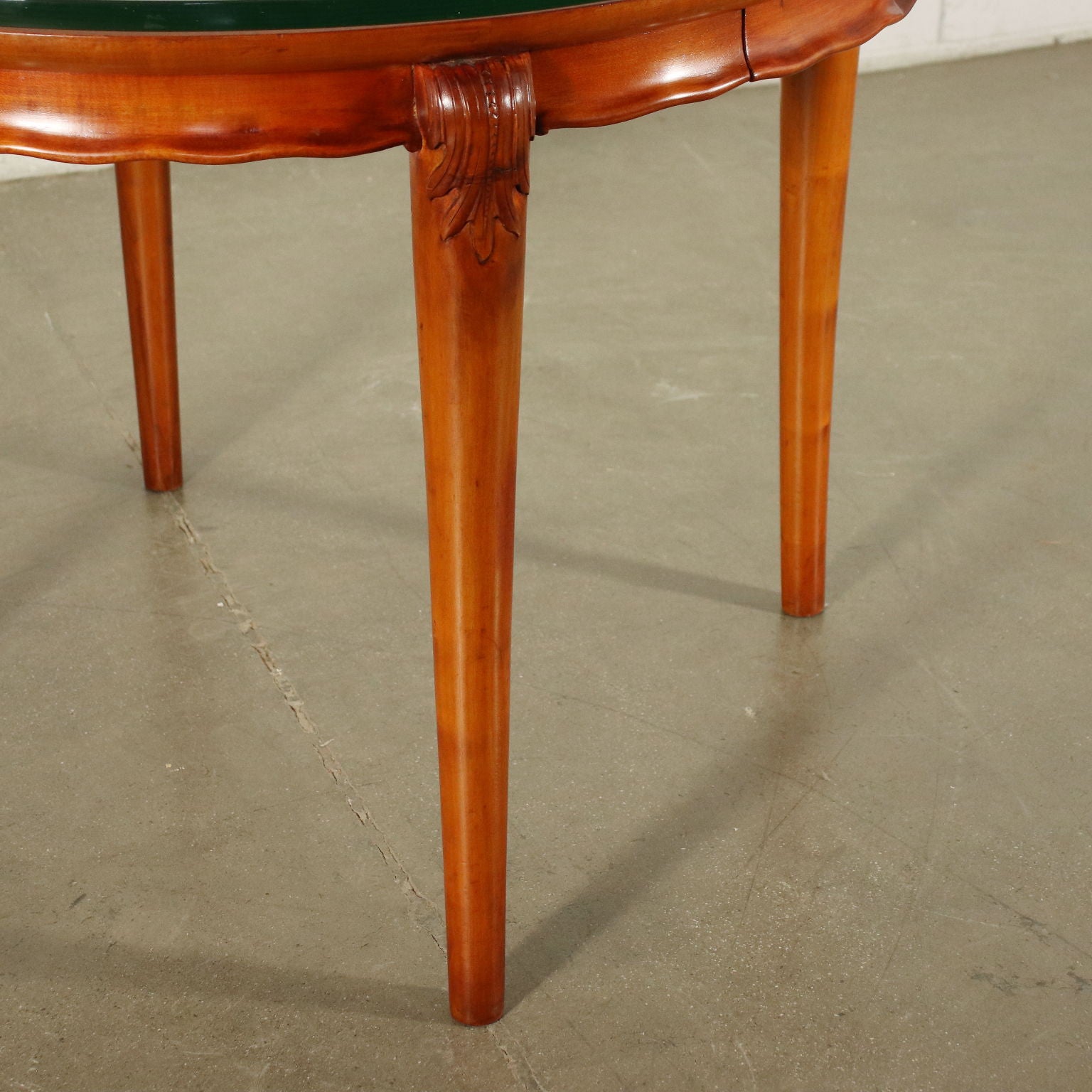 Table Solid Beech Mahogany Veneer Glass Italy 1950s | Modernism  Tables