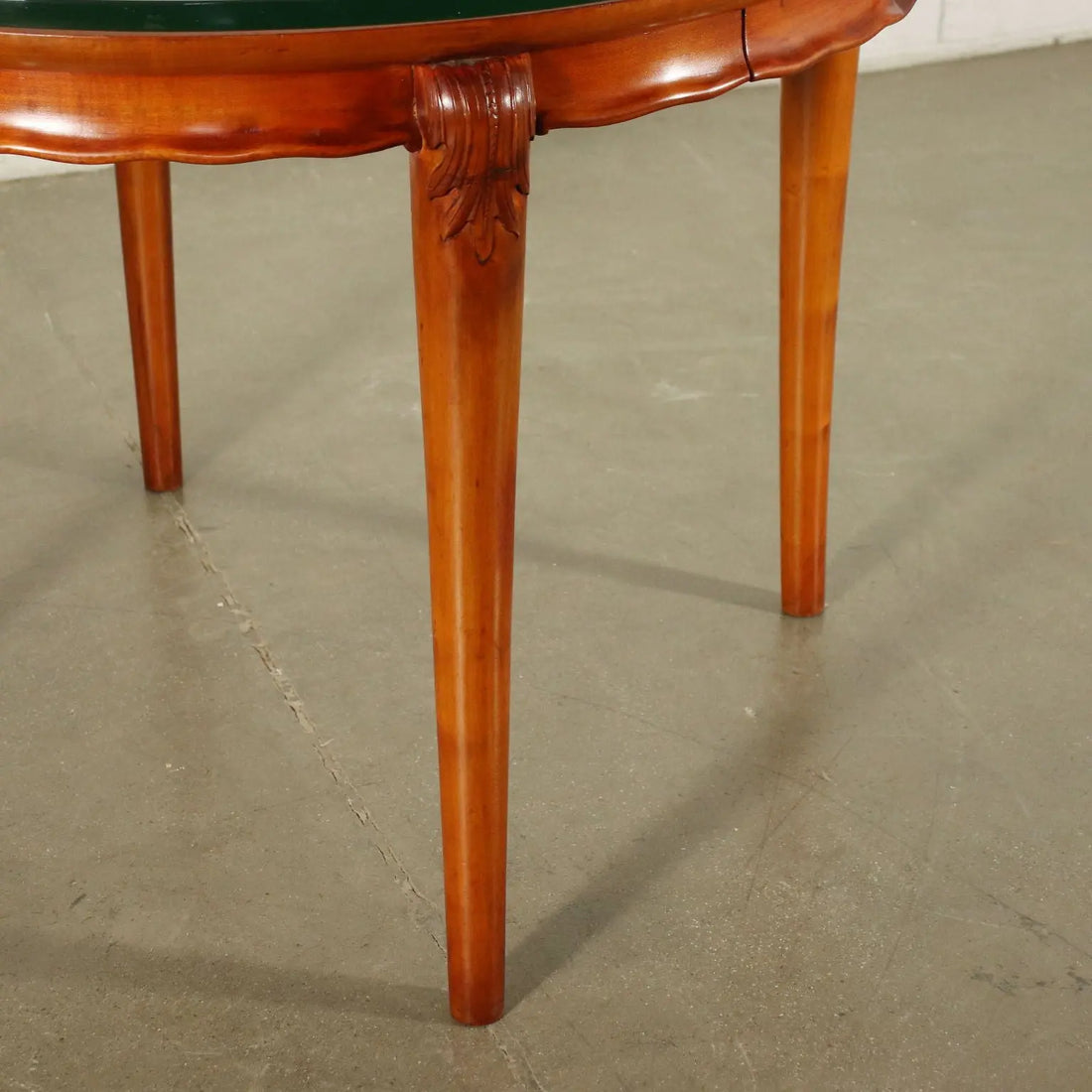 1950s Beech Table with Glass and Drawers