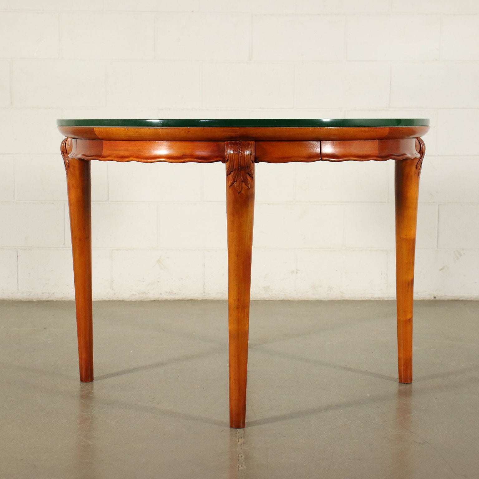 Table Solid Beech Mahogany Veneer Glass Italy 1950s | Modernism  Tables