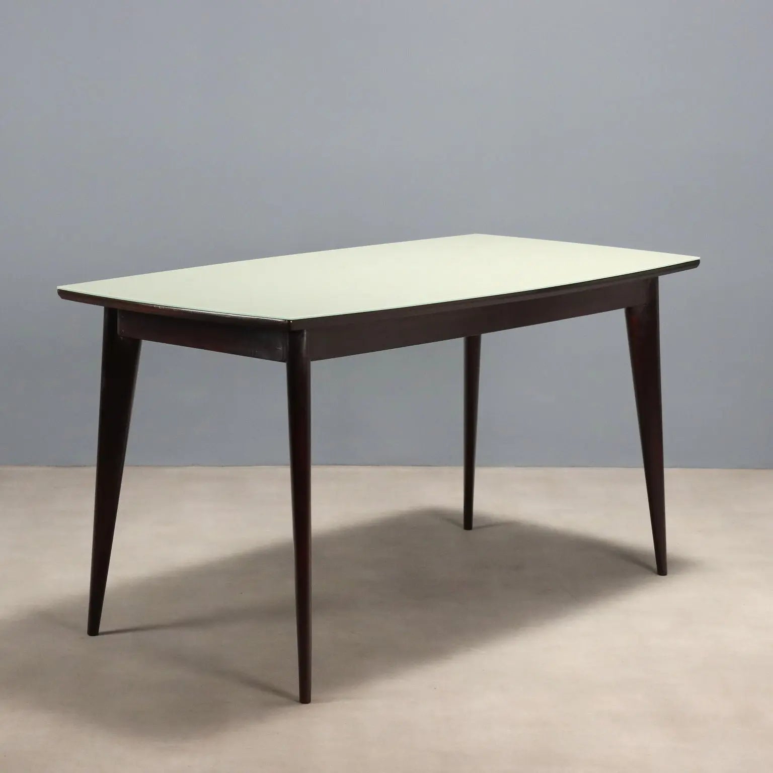 Vintage Table Painted Beech Glass Design Italy 1950s-1960s