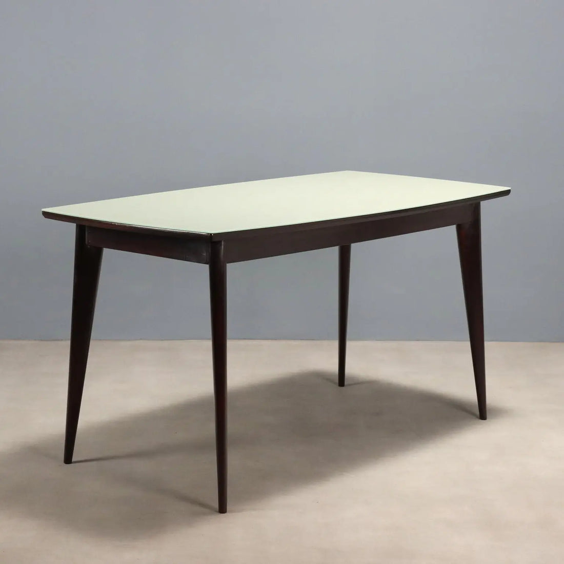 Vintage Table Painted Beech Glass Design Italy 1950s-1960s