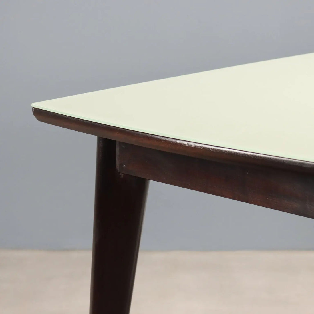Vintage Table Painted Beech Glass Design Italy 1950s-1960s