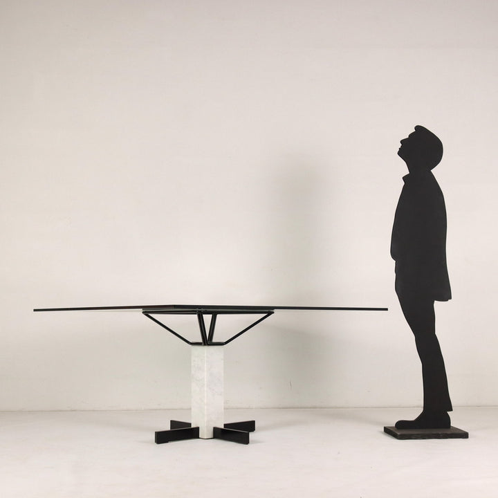 Vintage Square Table Italy 1980s Glass Top Marble Metal | Modernism  Tables
