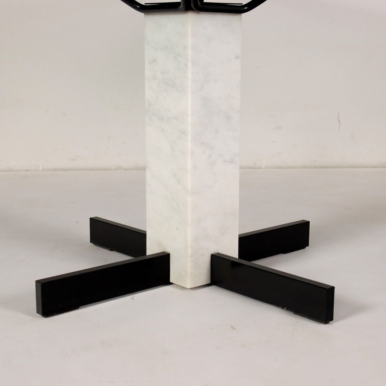 Vintage Square Table Italy 1980s Glass Top Marble Metal | Modernism  Tables