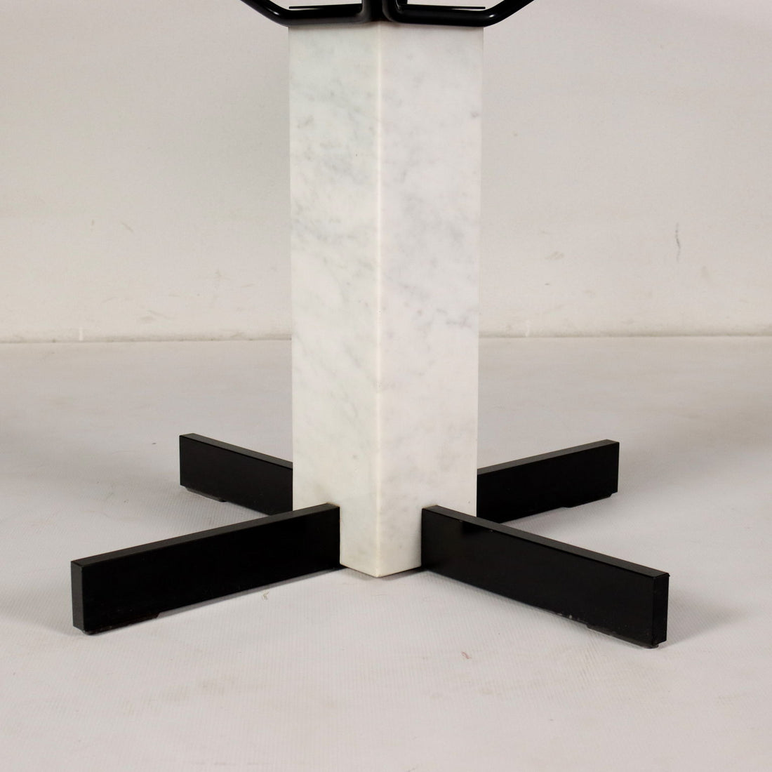 Vintage Square Table Italy 1980s Glass Top Marble Metal | Modernism  Tables