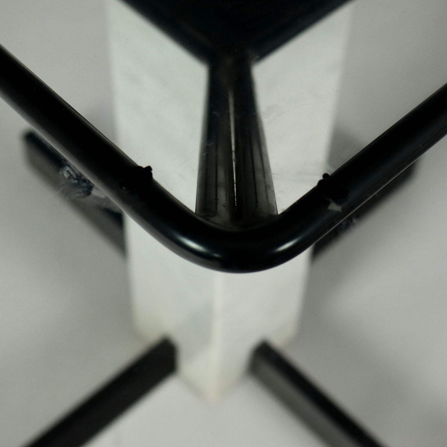 Vintage Square Table Italy 1980s Glass Top Marble Metal | Modernism  Tables
