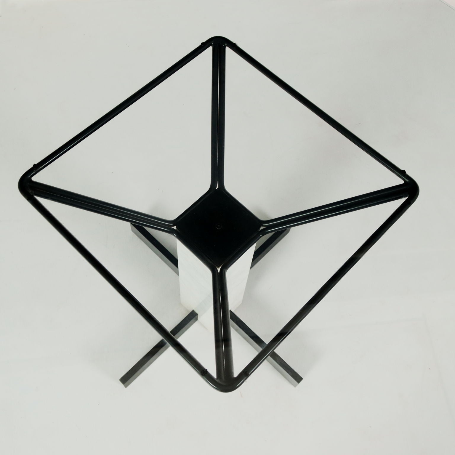 Vintage Square Table Italy 1980s Glass Top Marble Metal | Modernism  Tables
