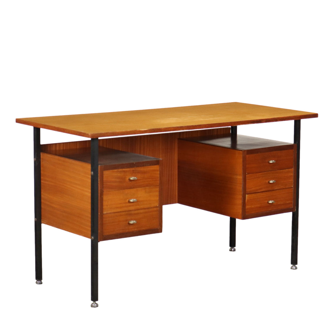Vintage Writing Desk 1960s Mahogany Veneered Enameled Metal | Modernism  Furnitures