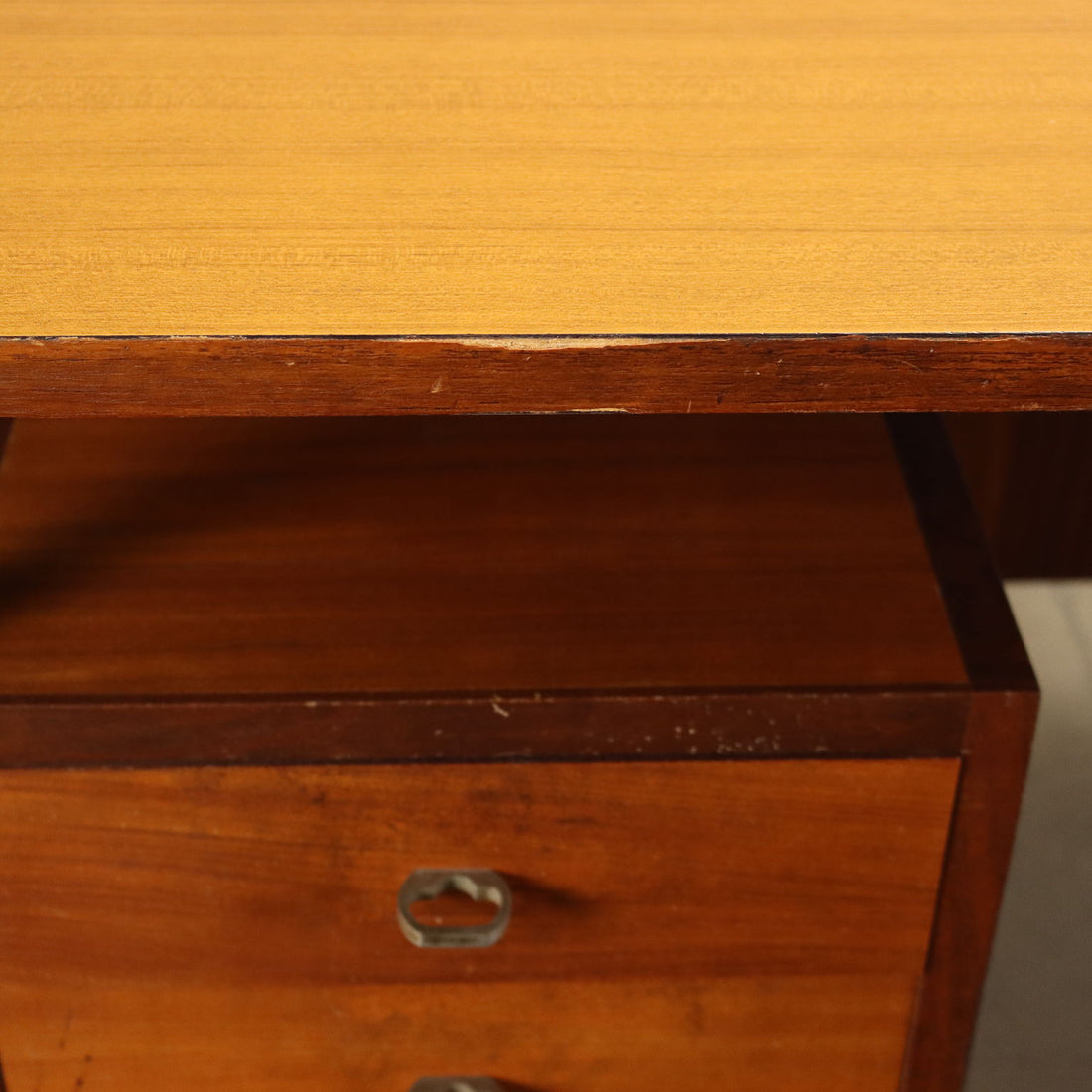 Vintage Writing Desk 1960s Mahogany Veneered Enameled Metal | Modernism  Furnitures