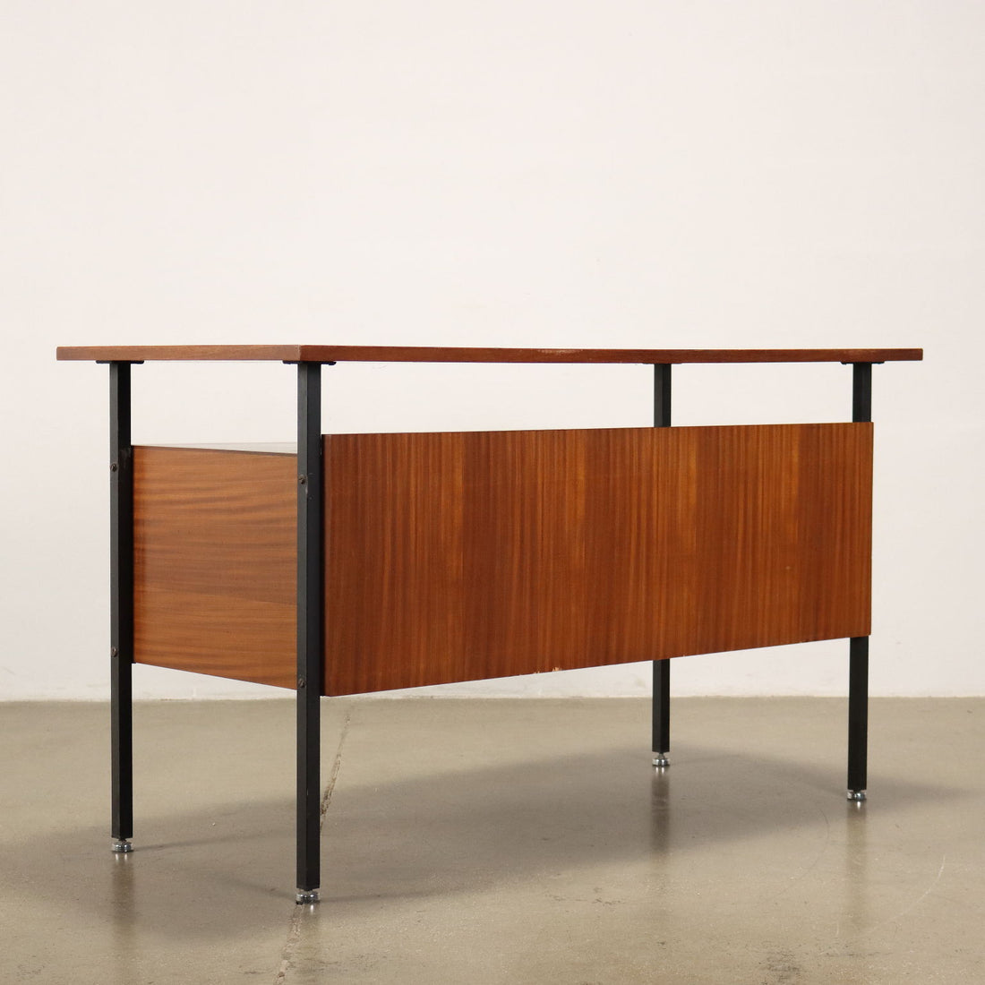 Vintage Writing Desk 1960s Mahogany Veneered Enameled Metal | Modernism  Furnitures
