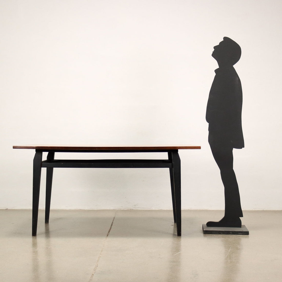 Vintage Italian Table 1960s Ebony Painted Wood Veneered Top | Modernism  Tables