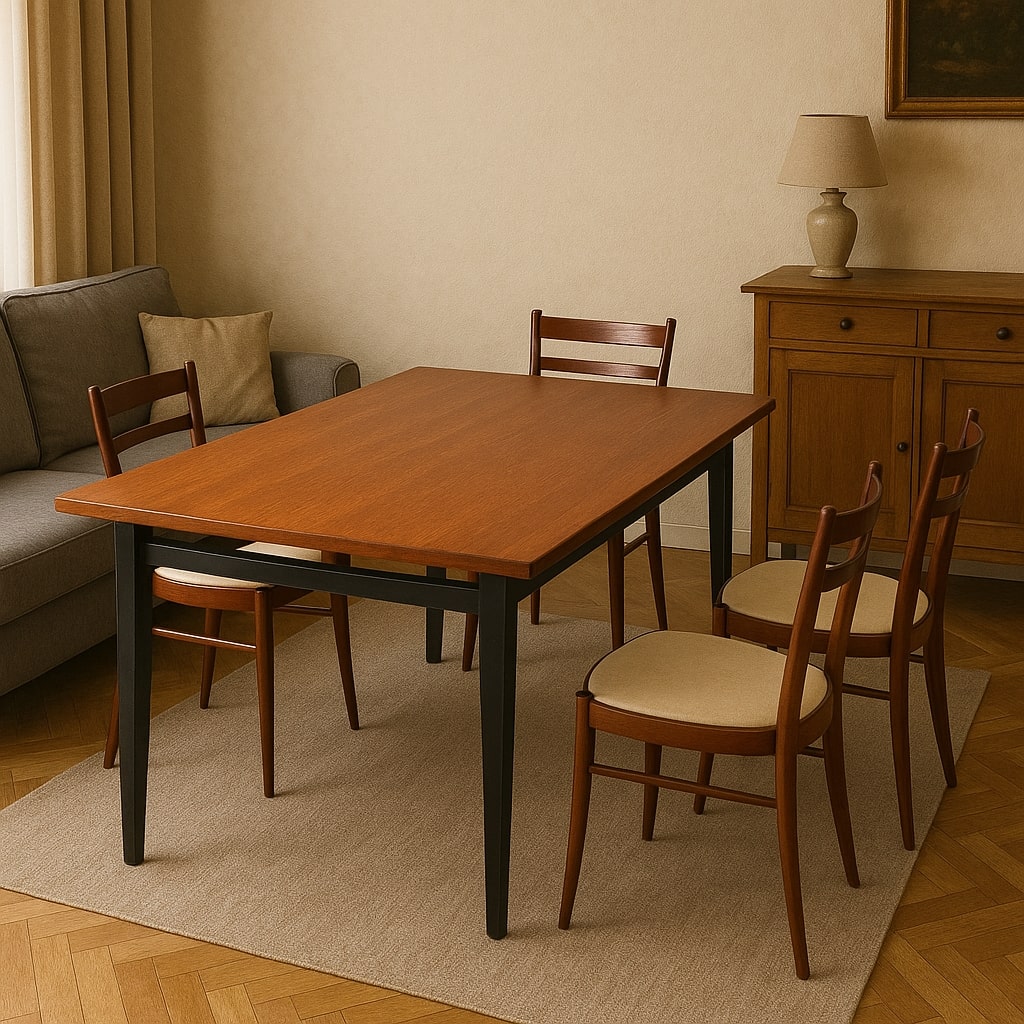 Vintage Italian Table 1960s Ebony Painted Wood Veneered Top | Modernism  Tables