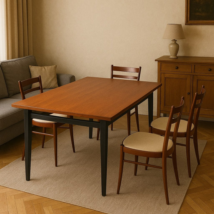 Vintage Italian Table 1960s Ebony Painted Wood Veneered Top | Modernism  Tables