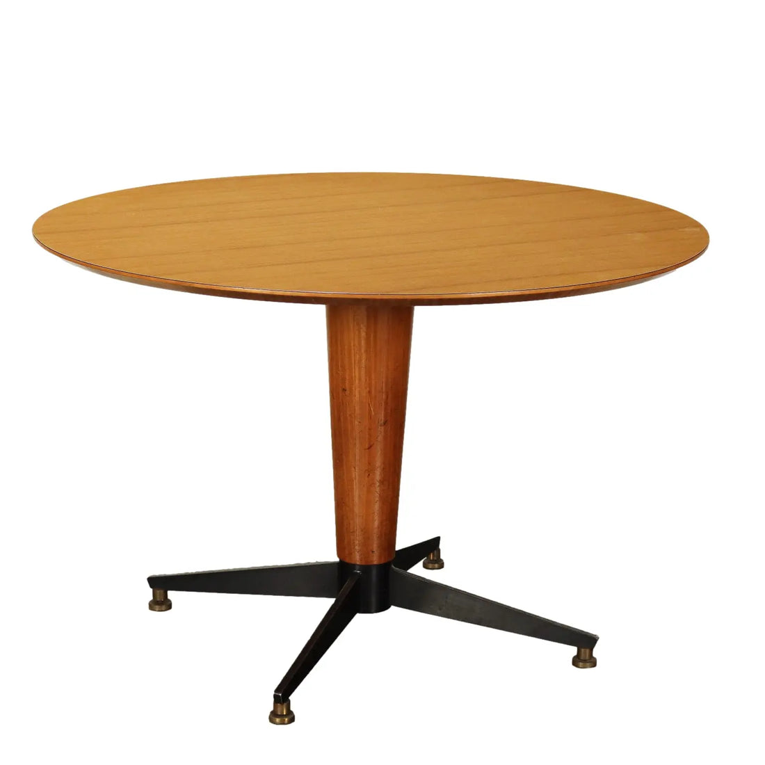 Vintage Table Enamelled Metal Painted Beech Wood Brass Design 1960s | Modernism | Tables