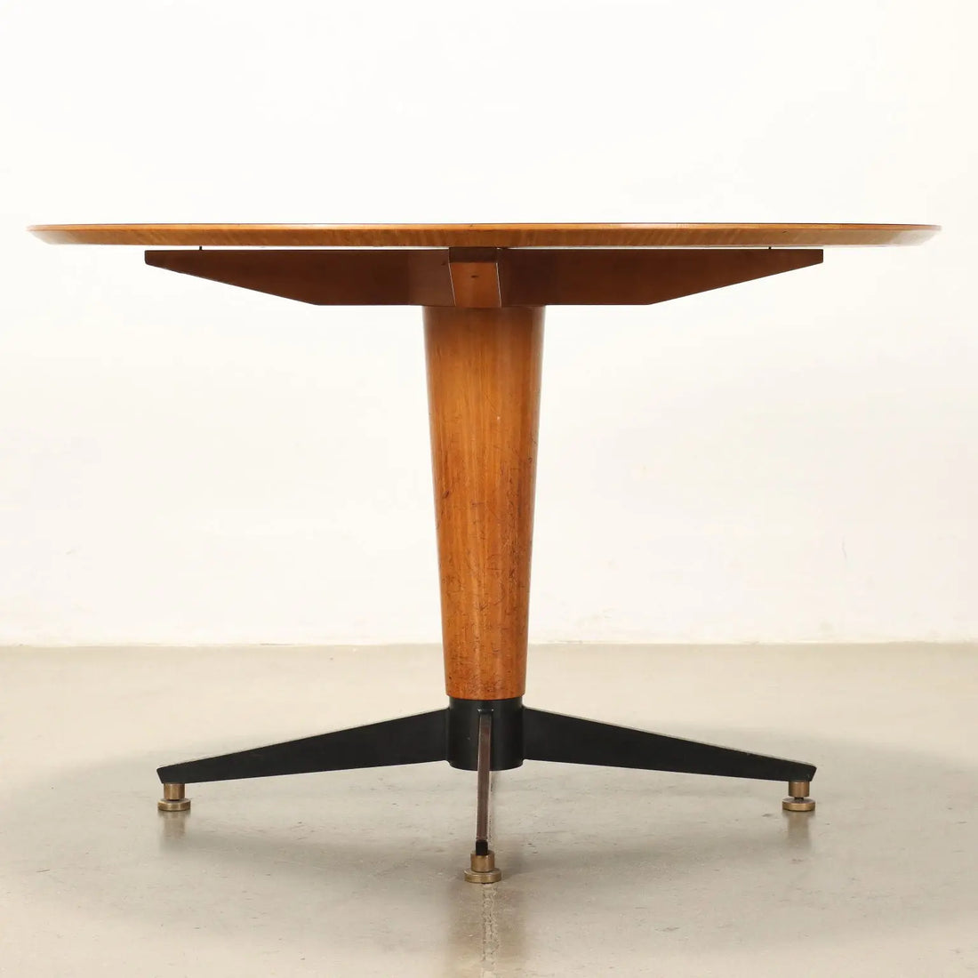 Vintage Table Enamelled Metal Painted Beech Wood Brass Design 1960s | Modernism | Tables