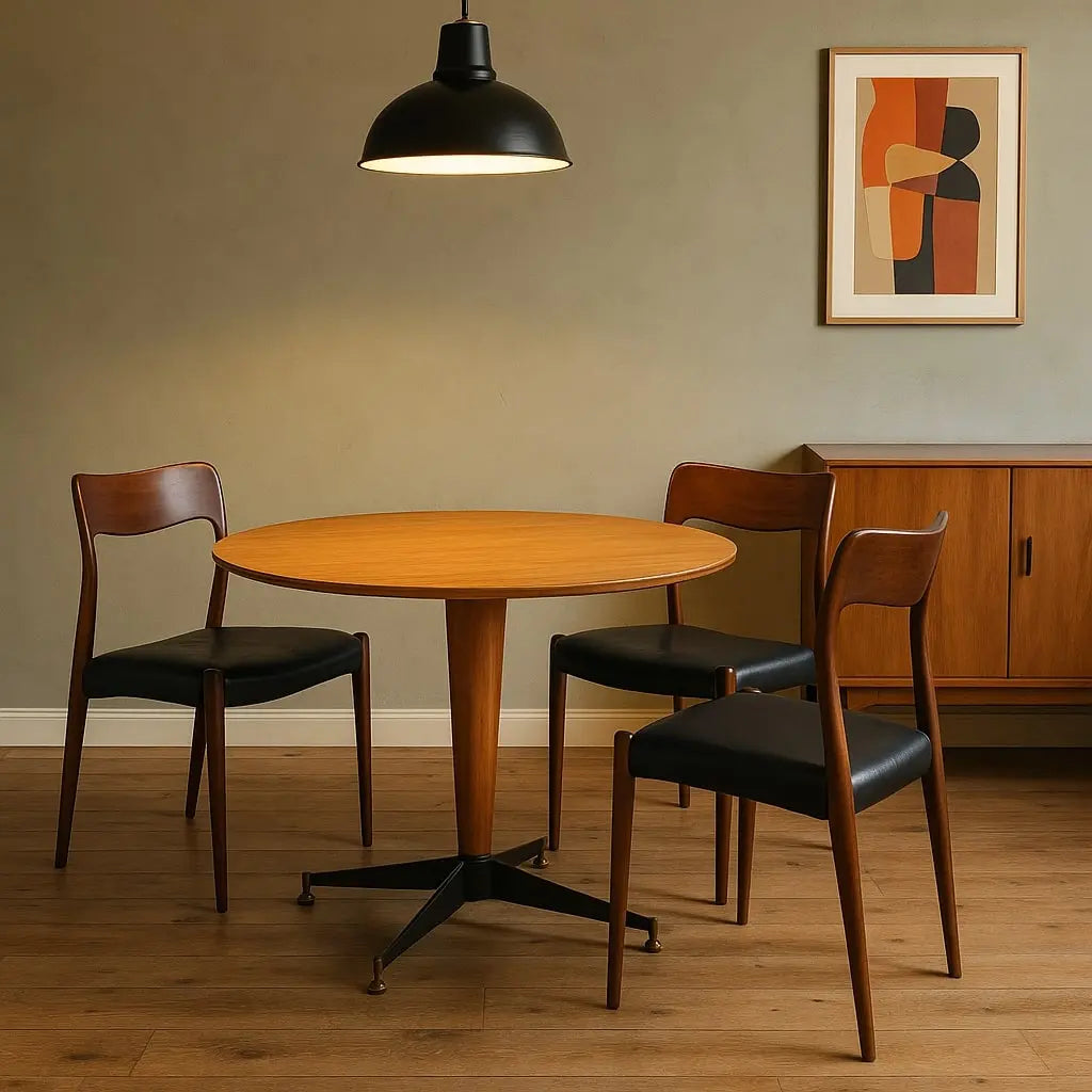 Vintage Table Enamelled Metal Painted Beech Wood Brass Design 1960s | Modernism | Tables